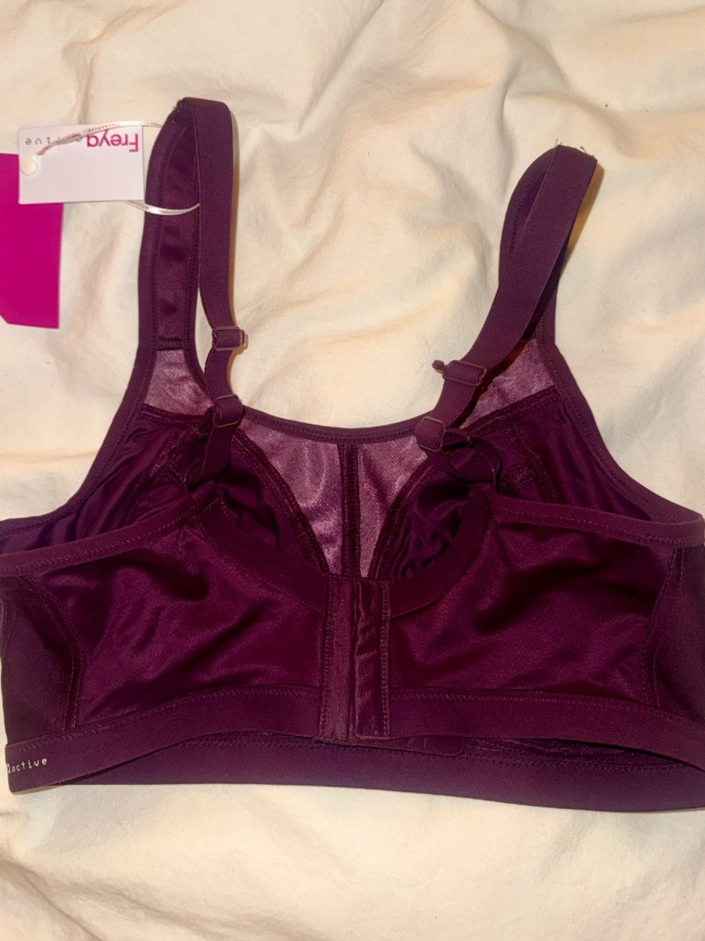 FREYA Dynamic Soft Cup Crop Top Sports Bra UK 30F/US 30G purple snake print. - Picture 6 of 8